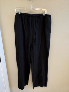 Mango Black Drawstring Linen Pants